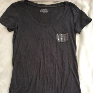 Victoria's Secret Charcoal Grey Gray Sequin Pocket Top Shirt PJ or Casual Look